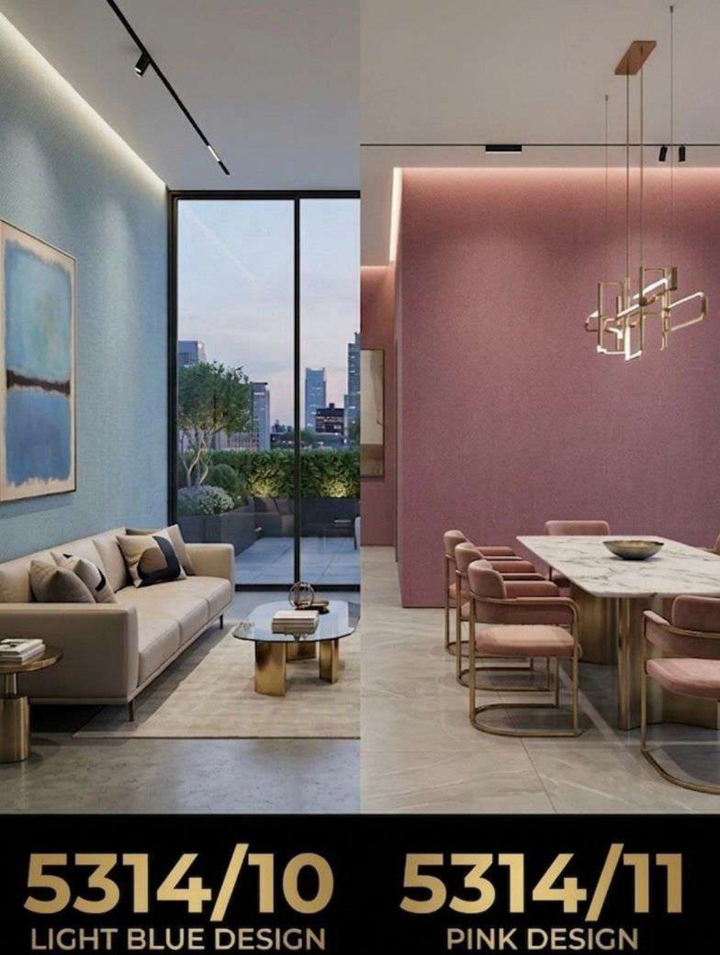 Plain wallpaper design 5314/10 — in the room