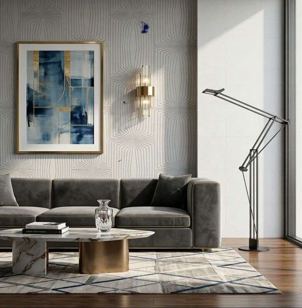 Plain wallpaper design 6116/1 — in the room